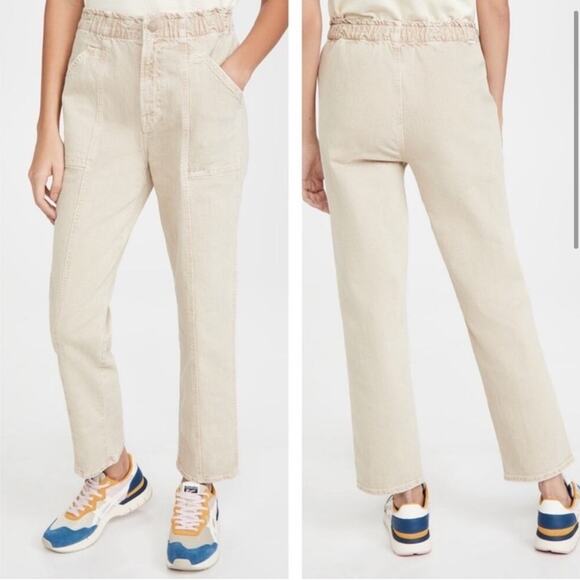 MOTHER The Springy Ankle Jeans in Sand Beige Straight Leg with Stretch Size 24 - Picture 3 of 10